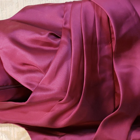 Alfred Sung New Burgundy Red Satin Sleeveless A-Line Gown Dress Size 18 #D811S - Picture 3 of 7